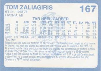 1989 Collegiate Collection North Carolina's Finest #167 Tom Zaliagiris Back