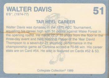 1989 Collegiate Collection North Carolina's Finest #51 Walter Davis Back