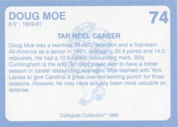 1989 Collegiate Collection North Carolina's Finest #74 Doug Moe Back