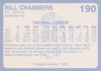1989 Collegiate Collection North Carolina's Finest #190 Billy Chambers Back