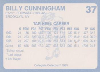 1989 Collegiate Collection North Carolina's Finest #37 Billy Cunningham Back