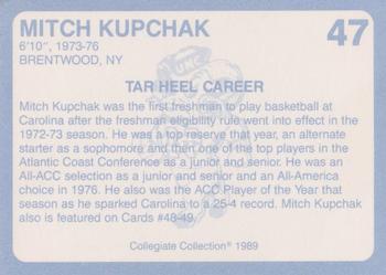 1989 Collegiate Collection North Carolina's Finest #47 Mitch Kupchak Back