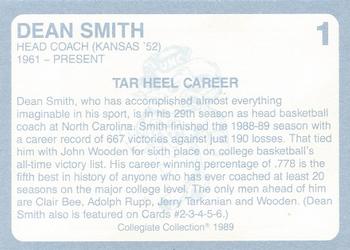 1989 Collegiate Collection North Carolina's Finest #1 Dean Smith Back