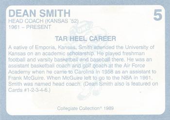 1989 Collegiate Collection North Carolina's Finest #5 Dean Smith Back