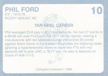 1989 Collegiate Collection North Carolina's Finest #10 Phil Ford Back