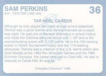 1989 Collegiate Collection North Carolina's Finest #36 Sam Perkins Back