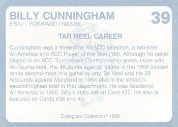 1989 Collegiate Collection North Carolina's Finest #39 Billy Cunningham Back