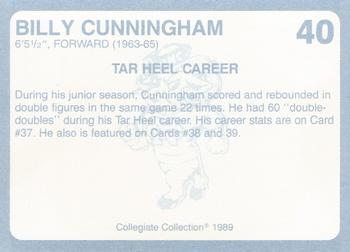 1989 Collegiate Collection North Carolina's Finest #40 Billy Cunningham Back