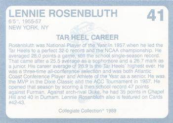 1989 Collegiate Collection North Carolina's Finest #41 Lennie Rosenbluth Back