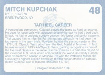 1989 Collegiate Collection North Carolina's Finest #48 Mitch Kupchak Back