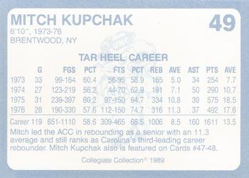1989 Collegiate Collection North Carolina's Finest #49 Mitch Kupchak Back