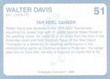 1989 Collegiate Collection North Carolina's Finest #51 Walter Davis Back