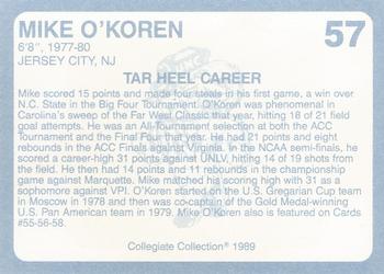 1989 Collegiate Collection North Carolina's Finest #57 Mike O'Koren Back