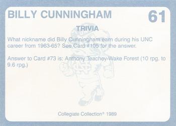 1989 Collegiate Collection North Carolina's Finest #61 Billy Cunningham Back
