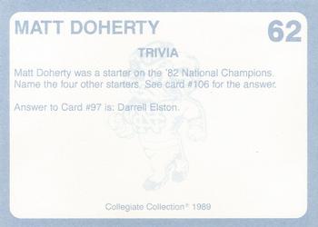 1989 Collegiate Collection North Carolina's Finest #62 Matt Doherty Back