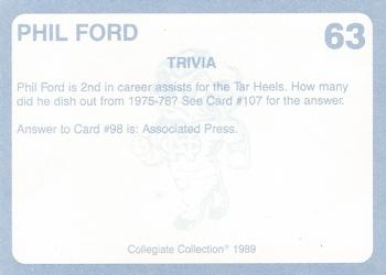 1989 Collegiate Collection North Carolina's Finest #63 Phil Ford Back
