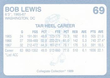 1989 Collegiate Collection North Carolina's Finest #69 Bob Lewis Back