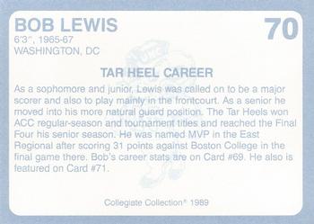 1989 Collegiate Collection North Carolina's Finest #70 Bob Lewis Back