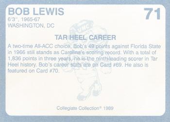 1989 Collegiate Collection North Carolina's Finest #71 Bob Lewis Back