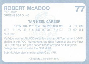 1989 Collegiate Collection North Carolina's Finest #77 Robert McAdoo Back