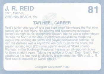1989 Collegiate Collection North Carolina's Finest #81 J.R. Reid Back