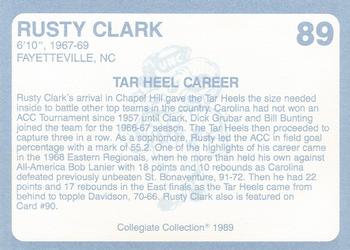 1989 Collegiate Collection North Carolina's Finest #89 Rusty Clark Back