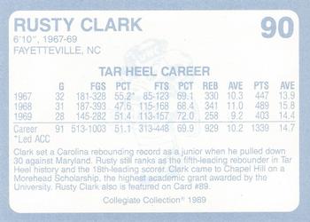 1989 Collegiate Collection North Carolina's Finest #90 Rusty Clark Back