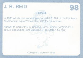 1989 Collegiate Collection North Carolina's Finest #98 J.R. Reid Back