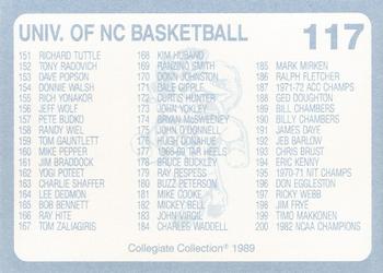 1989 Collegiate Collection North Carolina's Finest #117 UNC Basketball Back