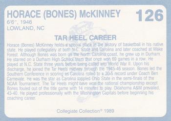 1989 Collegiate Collection North Carolina's Finest #126 Bones McKinney Back