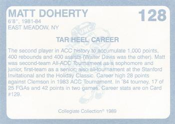 1989 Collegiate Collection North Carolina's Finest #128 Matt Doherty Back