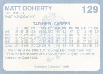 1989 Collegiate Collection North Carolina's Finest #129 Matt Doherty Back