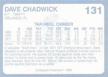 1989 Collegiate Collection North Carolina's Finest #131 Dave Chadwick Back