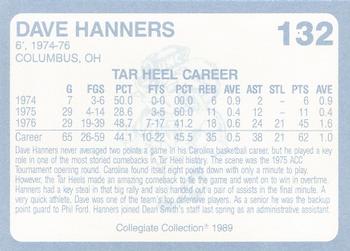 1989 Collegiate Collection North Carolina's Finest #132 Dave Hanners Back