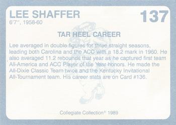 1989 Collegiate Collection North Carolina's Finest #137 Lee Shaffer Back