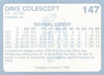1989 Collegiate Collection North Carolina's Finest #147 Dave Colescott Back