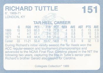 1989 Collegiate Collection North Carolina's Finest #151 Richard Tuttle Back