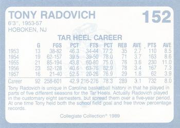 1989 Collegiate Collection North Carolina's Finest #152 Tony Radovich Back