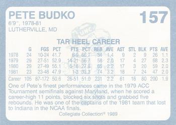1989 Collegiate Collection North Carolina's Finest #157 Pete Budko Back