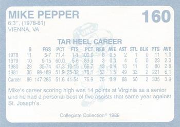 1989 Collegiate Collection North Carolina's Finest #160 Mike Pepper Back