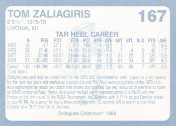 1989 Collegiate Collection North Carolina's Finest #167 Tom Zaliagiris Back