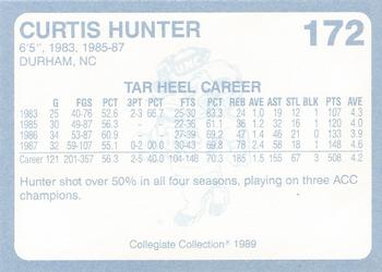 1989 Collegiate Collection North Carolina's Finest #172 Curtis Hunter Back