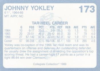 1989 Collegiate Collection North Carolina's Finest #173 John Yokley Back