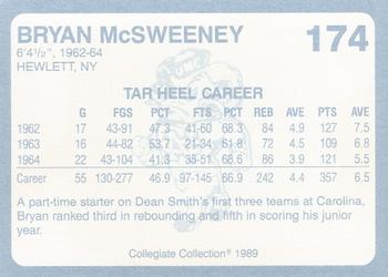 1989 Collegiate Collection North Carolina's Finest #174 Bryan McSweeney Back