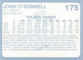 1989 Collegiate Collection North Carolina's Finest #175 John O'Donnell Back