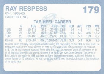 1989 Collegiate Collection North Carolina's Finest #179 Ray Respess Back