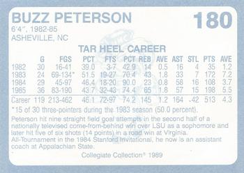 1989 Collegiate Collection North Carolina's Finest #180 Buzz Peterson Back