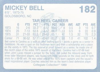 1989 Collegiate Collection North Carolina's Finest #182 Mickey Bell Back