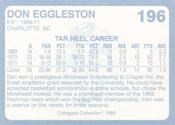 1989 Collegiate Collection North Carolina's Finest #196 Don Eggleston Back