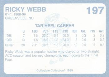1989 Collegiate Collection North Carolina's Finest #197 Ricky Webb Back
